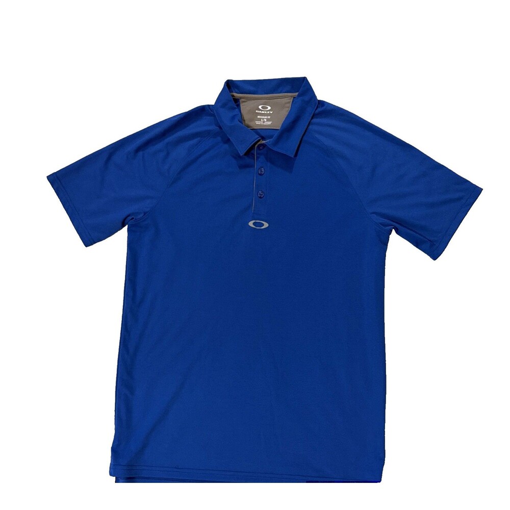 Oakley Mens Hydrox Polo Shirt Size L Golf  Regular Fit Short Sleeve Blue